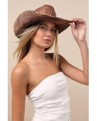 Lulus - Daxon Dark Shaded Straw Western Hat - Lyst