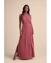 Lulus - Classic Elegance Rusty Rose Sleeveless Mock Neck Maxi Dress - Lyst