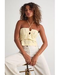 Lulus - Linden Crochet Cutout Tiered Halter Top - Lyst