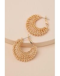 Lulus - Opulent Beaded Hoop Earrings - Lyst