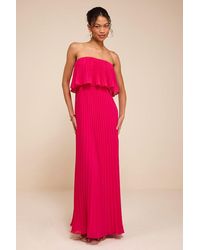 Lulus - Arietta Pleated Strapless Maxi Dress - Lyst