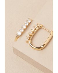 Lulus - Vasha Rhinestone Huggie Hoop Earrings - Lyst