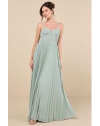 Lulus - Admirable Elegance Pleated Bustier Maxi Dress - Lyst