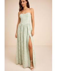 Lulus - Kalila Sage Floral Burnout Strapless Maxi Dress - Lyst