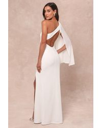 Lulus - Majestic Attitude Cape Sleeve One-Shoulder Maxi Dress - Lyst