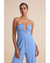 Lulus - Avietta Cutout U-Bar Strapless Jumpsuit - Lyst