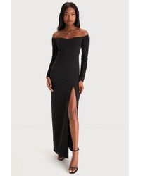 Lulus - Classic Allure Off-The-Shoulder Long Sleeve Maxi Dress - Lyst