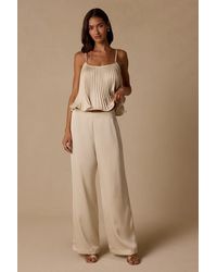 Lulus - Caspian Cream Satin Wide-Leg Pants - Lyst