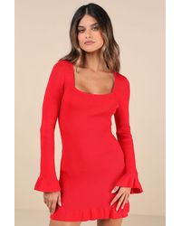 Lulus - Cozy Outlook Long Sleeve Sweater Mini Dress - Lyst