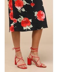 Lulus - Aribaa Lace-Up High Heel Sandals - Lyst