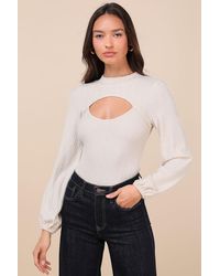 Lulus - Simply Ideal Cutout Long Sleeve Top - Lyst