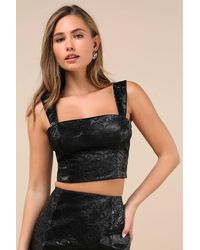 Lulus - Elaborate Chicness Embossed Lace-Up Top - Lyst
