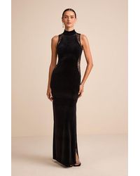 Lulus - Kemalie Velvet Lace Mock Neck Maxi Dress - Lyst
