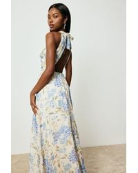 Lulus - Sintra And Floral Pleated Backless Maxi Dress - Lyst