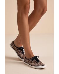Keds - Champion Tan And Leopard Suede Leather Sneakers - Lyst