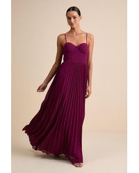 Lulus - Admirable Elegance Plum Pleated Bustier Maxi Dress - Lyst