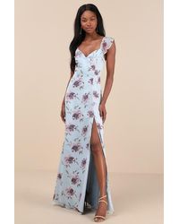 Lulus - Sweetest Entrance Floral Ruffled Tie-Back Maxi Dress - Lyst