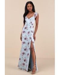 Lulus - Sweetest Entrance Floral Ruffled Tie-Back Maxi Dress - Lyst