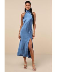 Lulus - Exceptional Status Halter Backless Slip Midi Dress - Lyst
