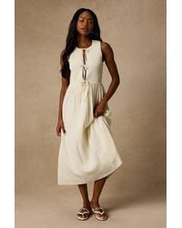 Lulus - Nala Smocked Tie-Front Midi Dress - Lyst