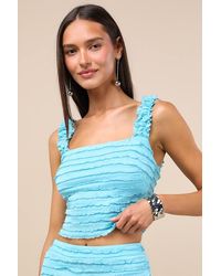 Lulus - Arcelia Ruffled Crop Tank Top - Lyst