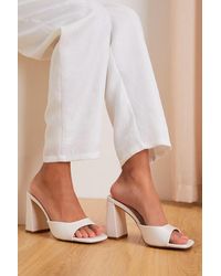 Lulus - Preslie Satin High Heel Slide Sandals - Lyst