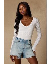 Lulus - Sarai Crochet Knit Cutout Bodysuit - Lyst