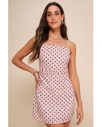 Lulus - Charming Desire Geo Print Ruched Sleeveless Mini Dress - Lyst
