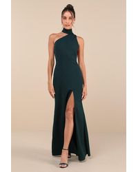 Lulus - Keep It Interesting Asymmetrical Cutout Halter Maxi Dress - Lyst