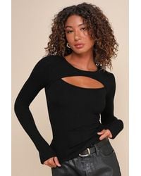 Lulus - Flirty Little Secret Ribbed Cutout Long Sleeve Top - Lyst