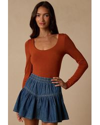 Lulus - Easily Loved Rust Long Sleeve Bodysuit - Lyst