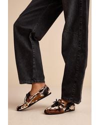 Steve Madden - Sag Cow Print Calf Hair Leather Lace-Up Loafers - Lyst
