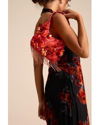 Lulus - Naisha 3D Floral Sequin Beaded Fringe Shoulder Bag - Lyst
