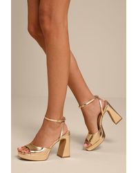 Lulus - Krissy Ankle Strap Platform Sandals - Lyst