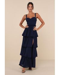 Lulus - Sophisticated Occasion Bustier Lace-Up Maxi Dress - Lyst