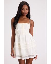 Lulus - Abby Lace Tiered Mini Dress - Lyst