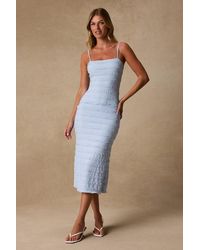 Lulus - Avia Textured Ruffled Midi Dress - Lyst