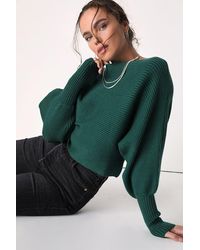 Lulus - Classically Cozy Ribbed Dolman Sleeve Cropped Sweater - Lyst