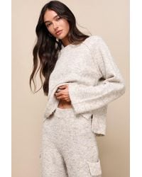 Lulus - Signature Sunday Heather Raglan Sleeve Pullover Sweater - Lyst