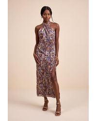 Lulus - Elarinn Floral Cross-Front Halter Midi Dress - Lyst