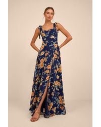 Lulus - Love Me Forever Floral Square Neck Maxi Dress - Lyst