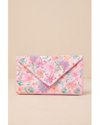Lulus - Beautiful Aspirations Floral Sequin Beaded Clutch - Lyst