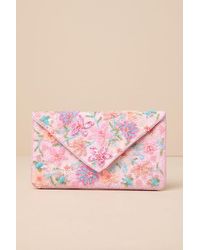 Lulus - Beautiful Aspirations Floral Sequin Beaded Clutch - Lyst
