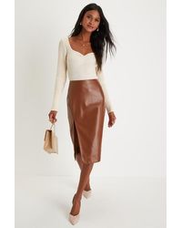 Lulus - Mireya Vegan Leather Pencil Skirt - Lyst