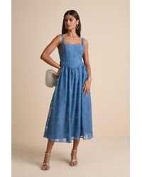 Lulus - Colwyn Basque Waist Bustier Midi Skirt - Lyst
