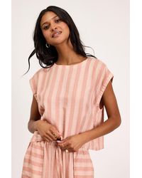 Lulus - Dresa Striped Cotton Short Sleeve Top - Lyst