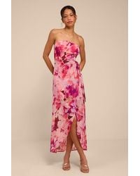 Lulus - Shelby Multi Floral Wrap Midi Dress - Lyst