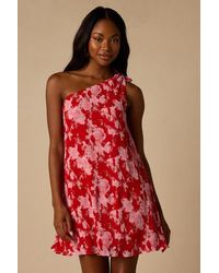 Lulus - Aralia Multi Floral One-Shoulder Shift Mini Dress - Lyst