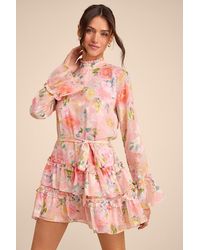 Lulus - Lenna Multi Floral Ruffled Mini Dress - Lyst