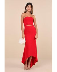 Lulus - Gorgeous Existence Strapless Cutout High-Low Maxi Dress - Lyst